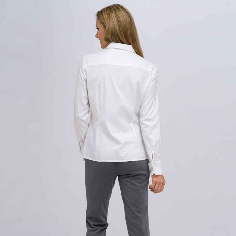 Long Sleeve Shirt With Twist Detail, White, large