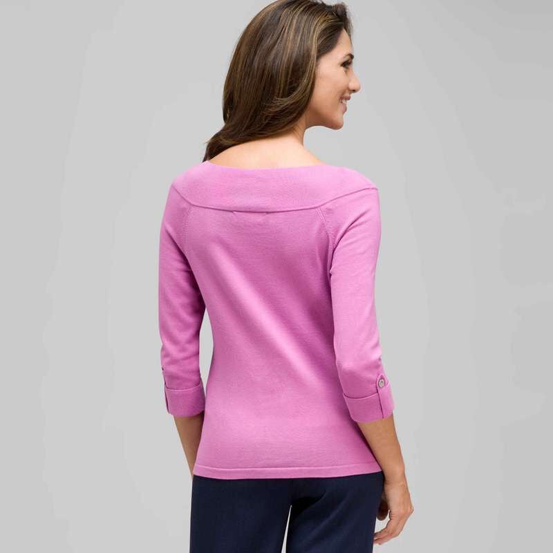 3/4 Sleeve Boat Neck Knit, Lavender, large