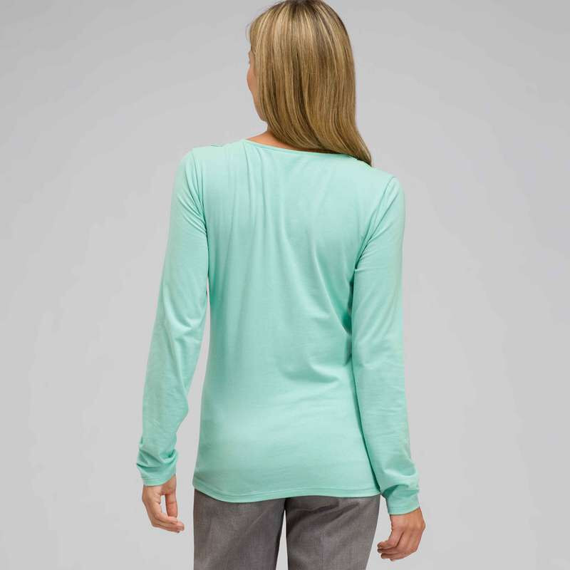 Long Sleeve V-Neck Top, Icy Mint, large