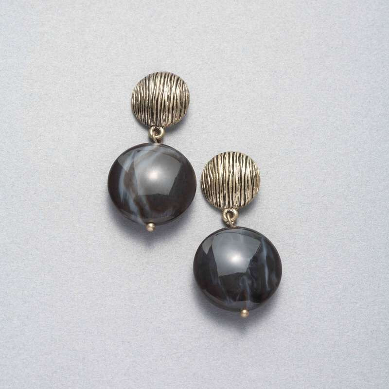 Worn Gold Dangle Earring, Gold, large