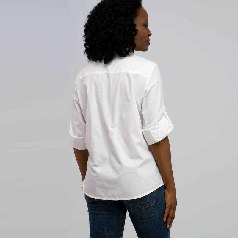 Classic Button Front Shirt, White, large