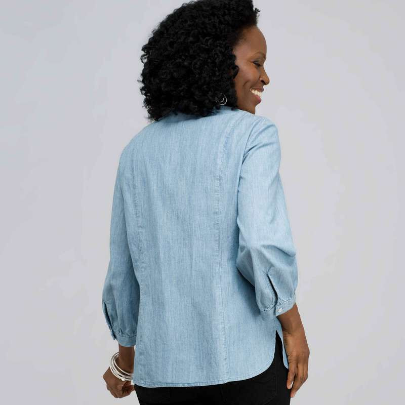 3/4 Sleeve Bib Front Top, antique wash, large