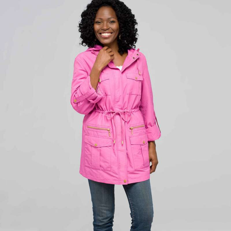 Roll Sleeve Anorak Jacket, raspberry pink, large