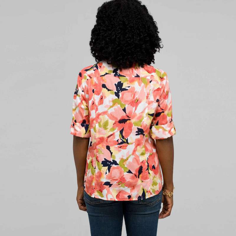 Floral Long Sleeve Roll Up Shirt, Multi, large