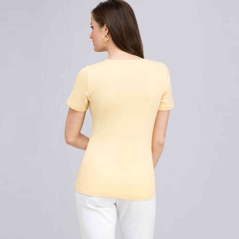 Short Sleeve V-Neck Tee, custard, large