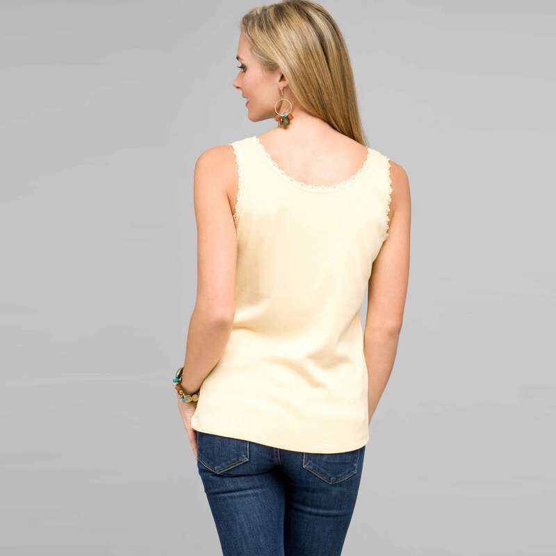 Lace Trim Tank, custard, large
