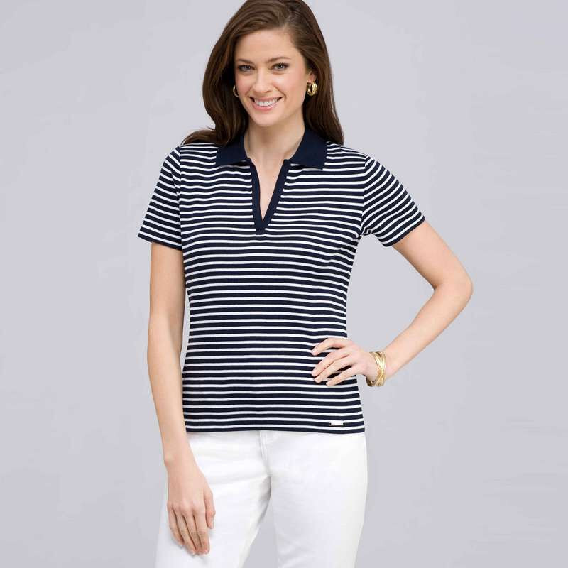 Knit Pullover, swiss navy & white, large