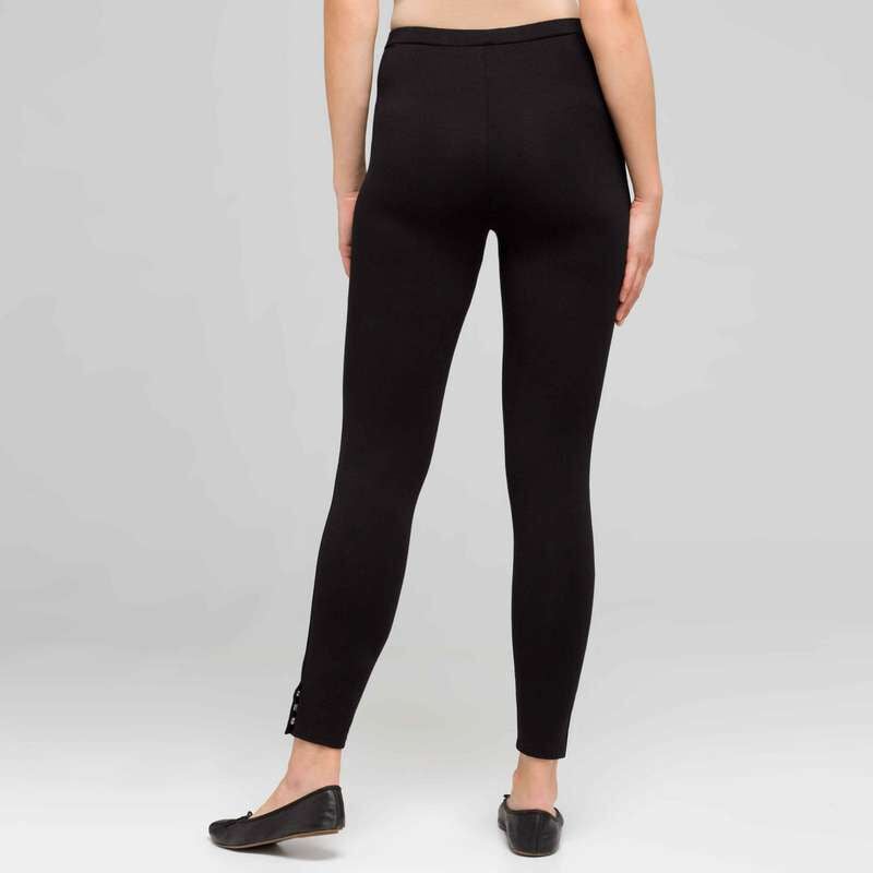 Capri Leggings with Snap Button Detail, Black, large