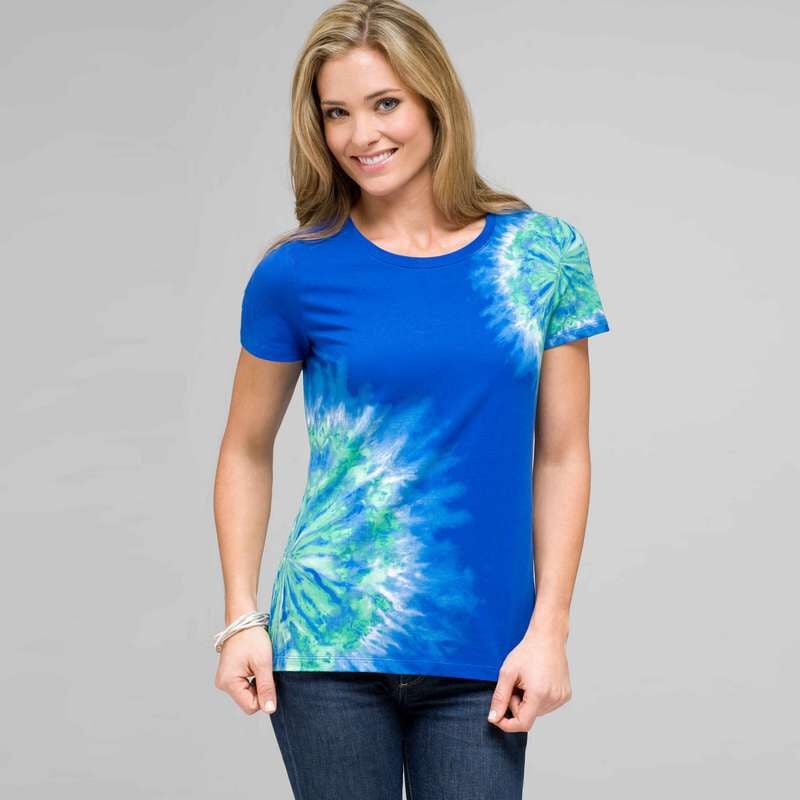 Short Sleeve Crew Neck, riviera blue combo, large