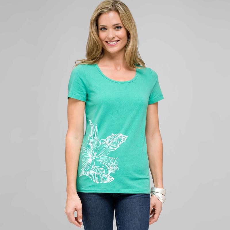 Short Sleeve Crew Neck, seagrass & white, large