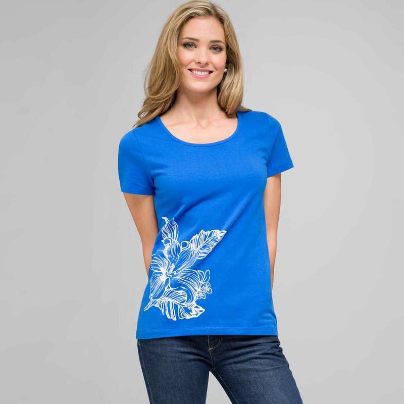 Short Sleeve Crew Neck, riviera blue & white, large