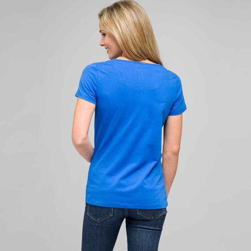 Short Sleeve Crew Neck, riviera blue & white, large