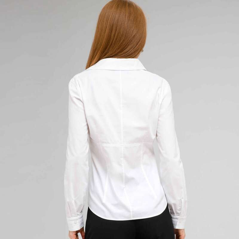 Long Sleeve Seamed Shirt, White, large