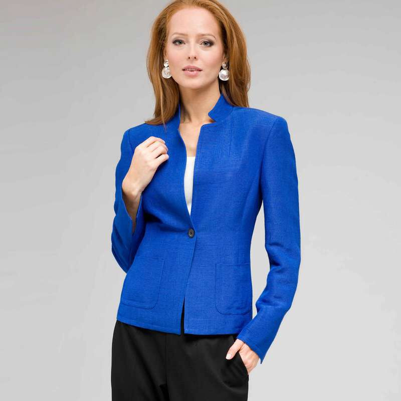 One Button Jacket, Cobalt, large