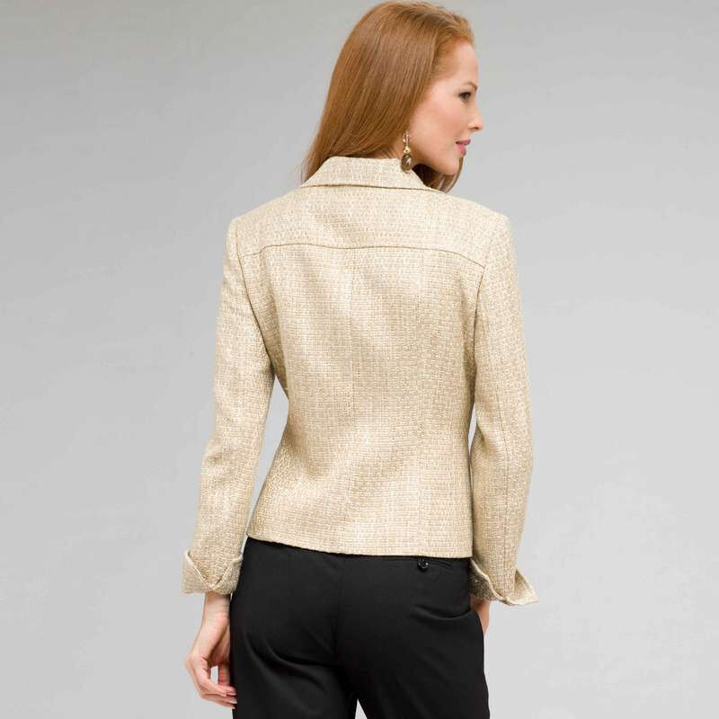 Notch Collar Basket Weave Jacket, New Rattan Multi, large