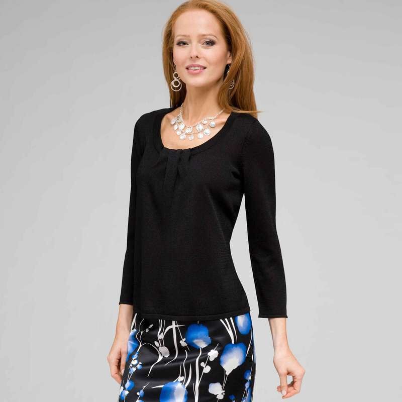 3/4 Sleeve Tee, Black, large