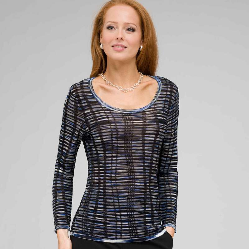 Scoop Neck Tee, Cobalt Blue, large