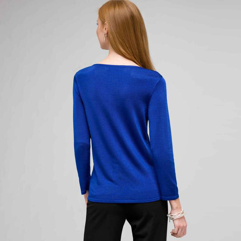 Draped Neck Top, Cobalt, large