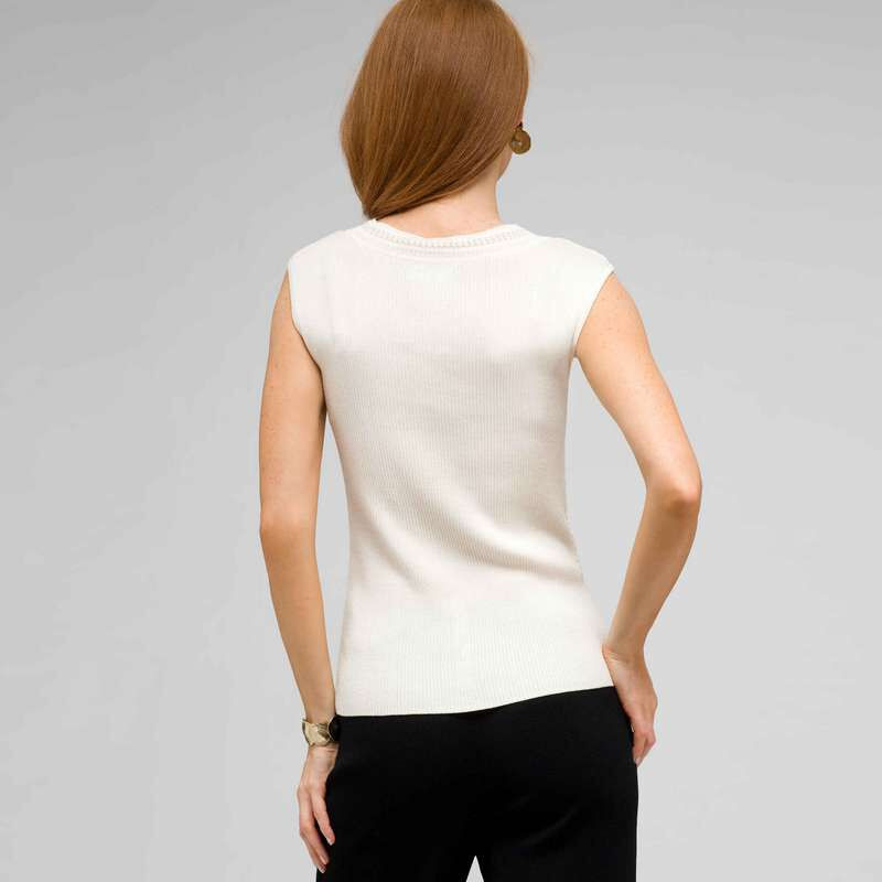 Cable Knit Shell, Ivory, large