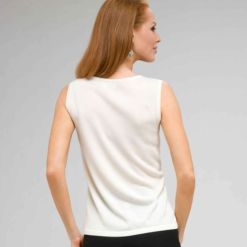 Scoop Neck Shell, Ivory, large
