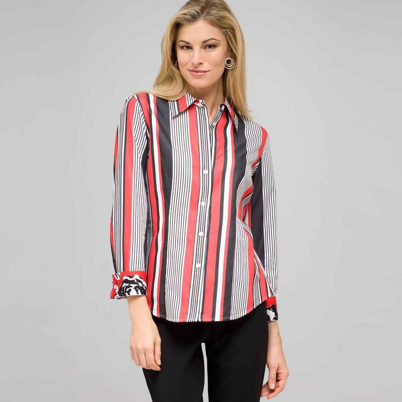 Striped Shirt, Cardinal Red & Black, large