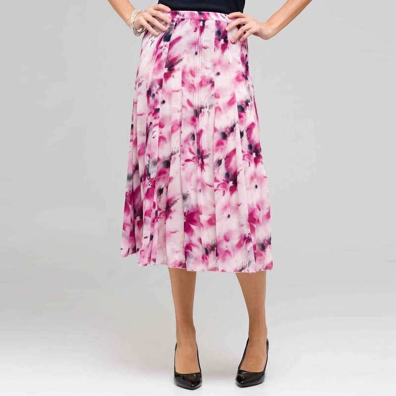 Long Floral Pintucked Skirt, Tulip Multi, large