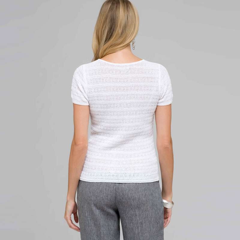 Scoop Neck Knit Top, White, large