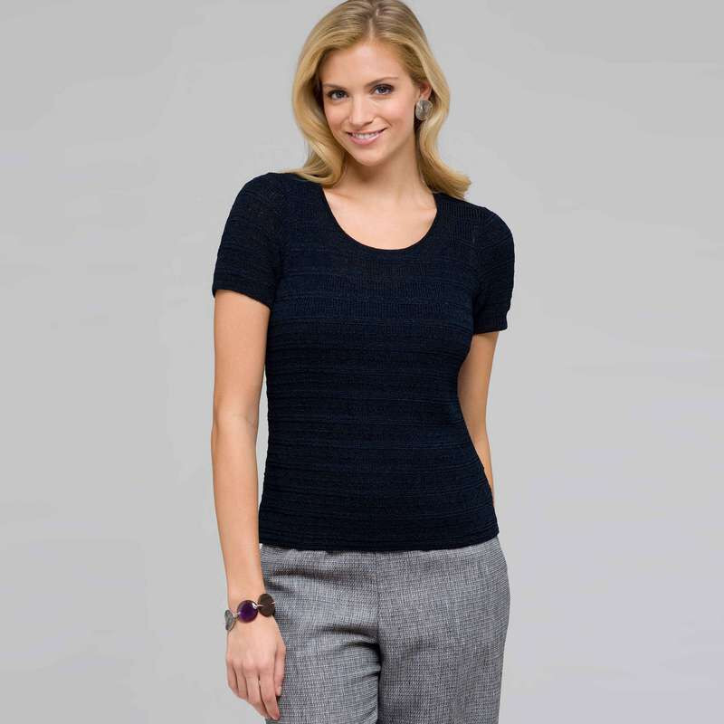 Scoop Neck Knit Top, Ink, large