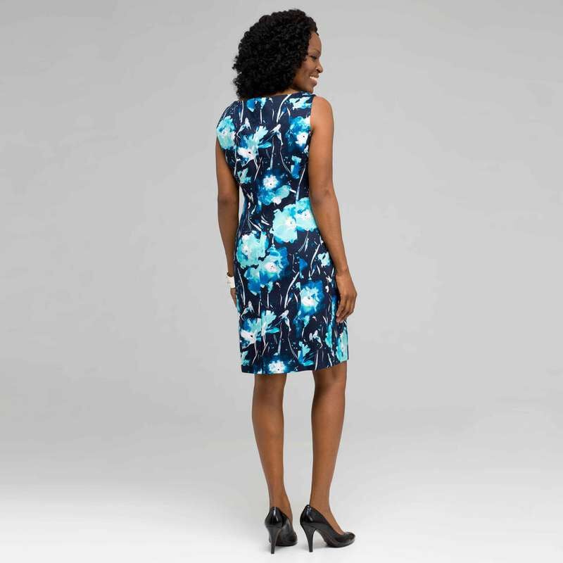 Floral Sheath Dress, Surf Spray & Navy, large