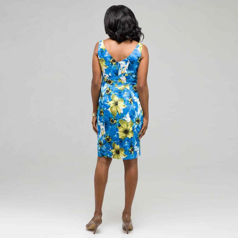 Floral V-Neck Dress Tiered, Pool Multi, large