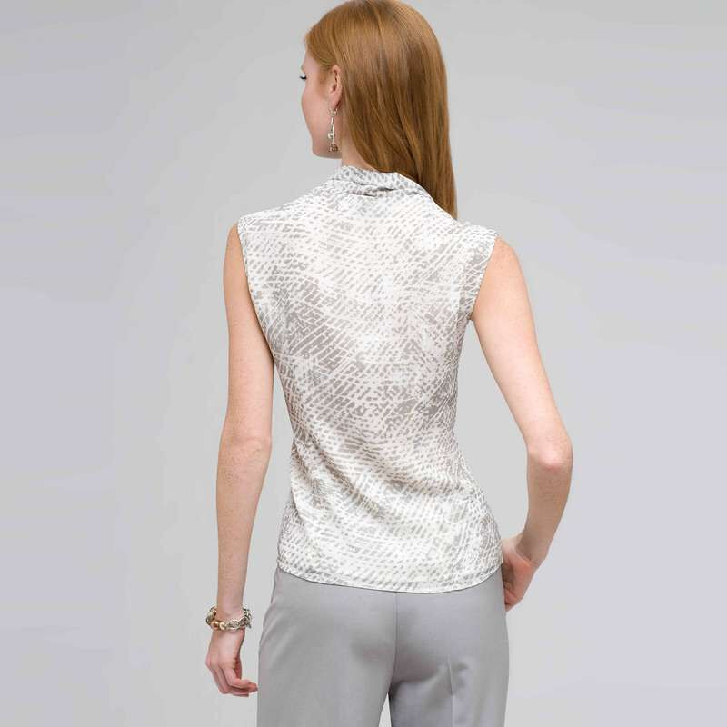 Blouse with Tie Neck, Slate Multi, large