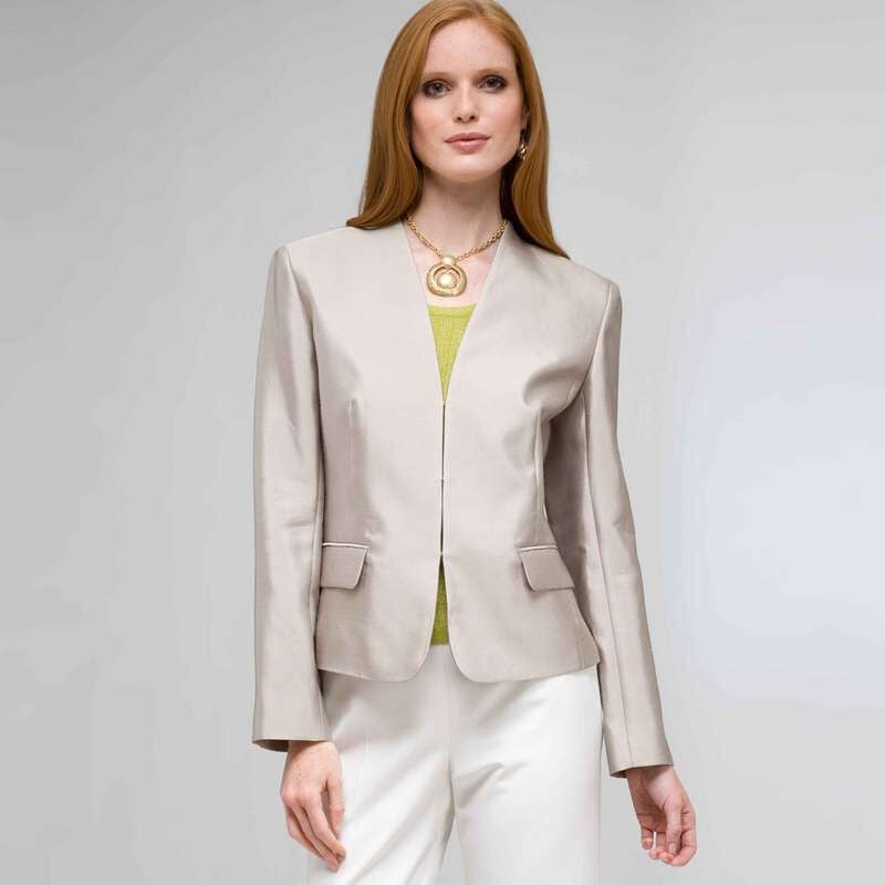 V-Neck Jacket, Stone, large