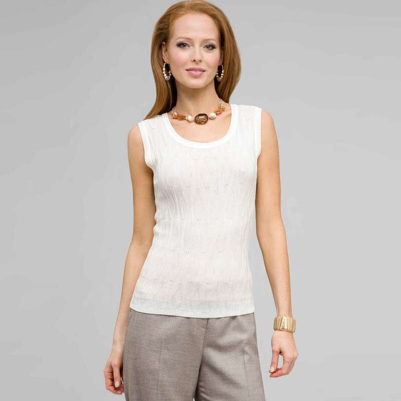 Sleeveless Shell, Ivory, large