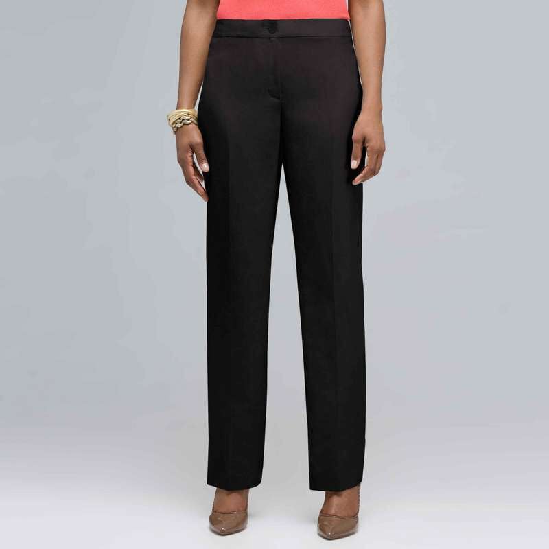 Washable Linen Slim Pant, Black, large