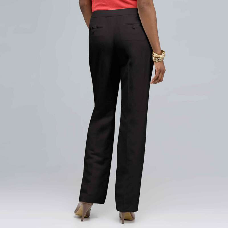 Washable Linen Slim Pant, Black, large