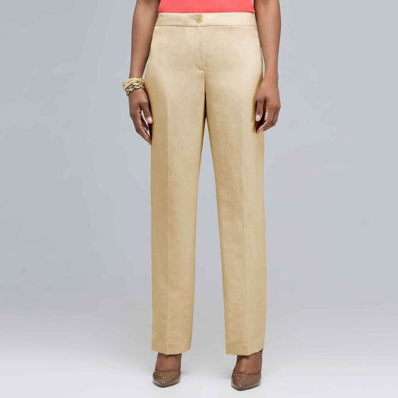 Washable Linen Slim Pant, Reed, large