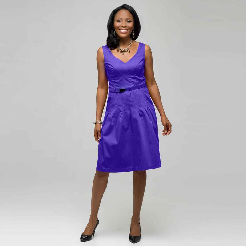 Belted Fit and Flare., Pansy, large
