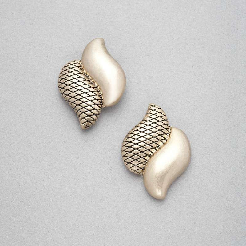 Gold Button Earring, Gold, large