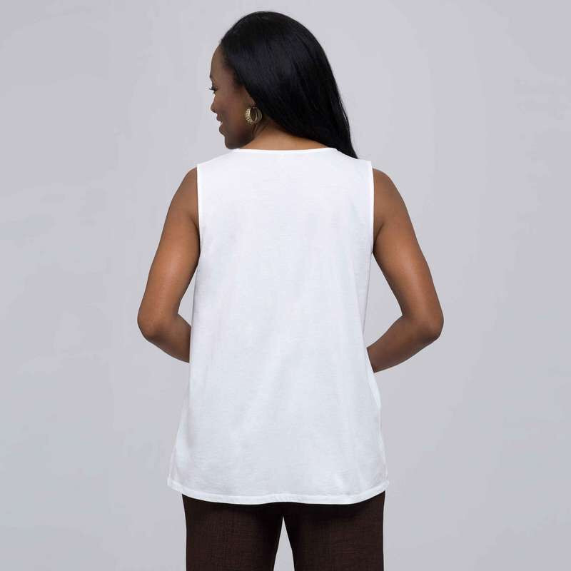 Shirred Front Tank., White, large
