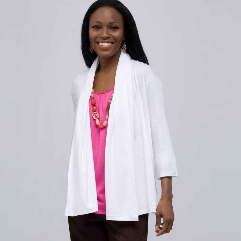Drape Front Cardigan., White, large
