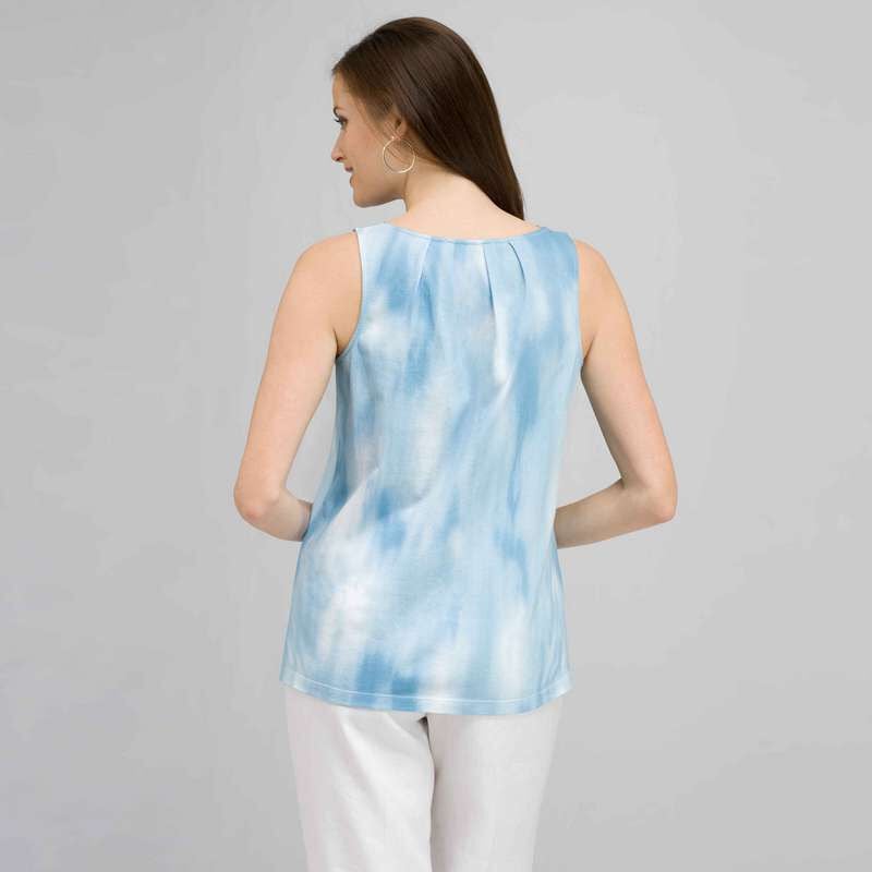 Crochet Yoke Tank., Spa Blue Multi, large