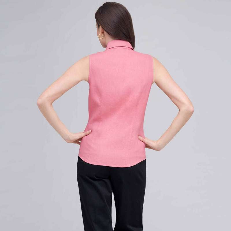 Ruffle Sleeveless Blouse., Dark Pink Gem, large