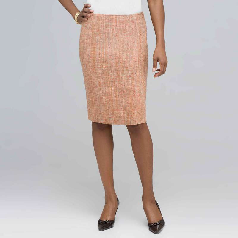 Tweed Pencil Skirt., New Coral Multi, large