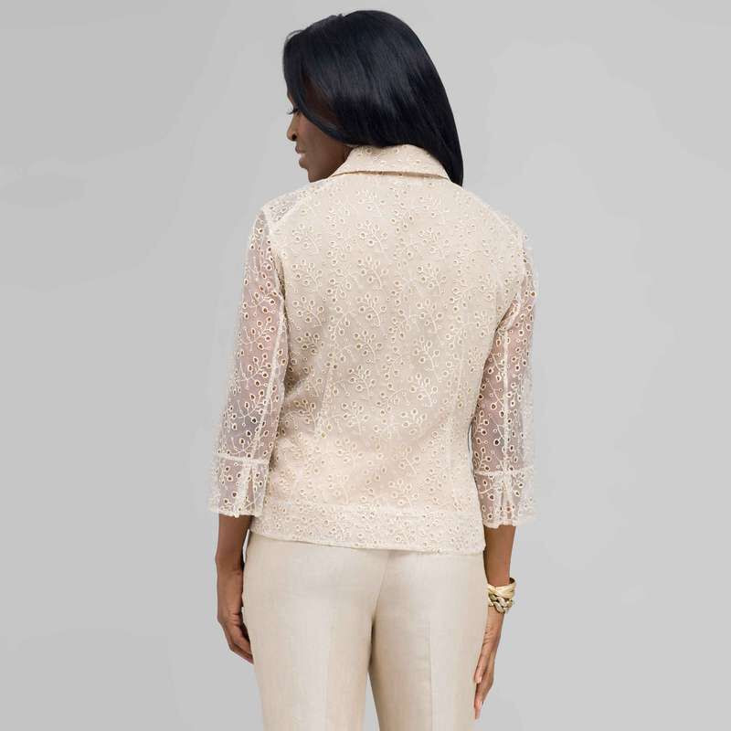 Floral Print Shirt Jacket., Ivory Multi, large