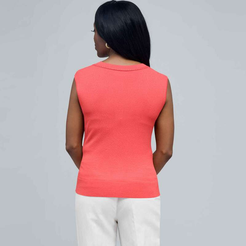 Scoop Neck Shell., New Coral, large