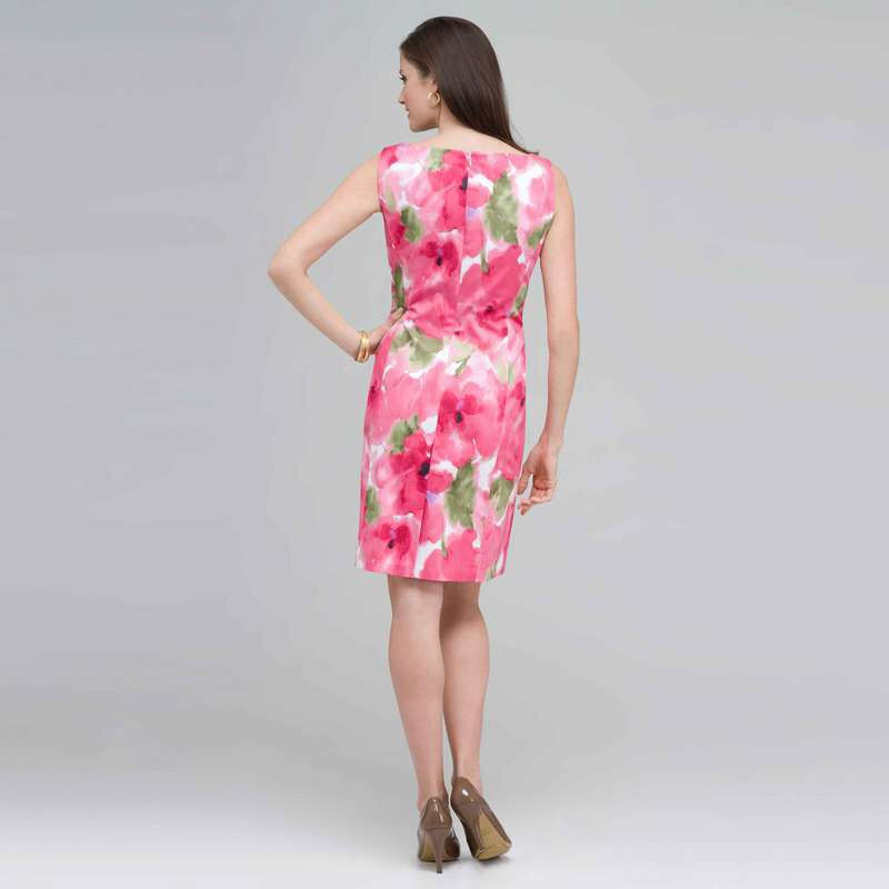 Floral Sheath Dress., Pink Gem Combo, large