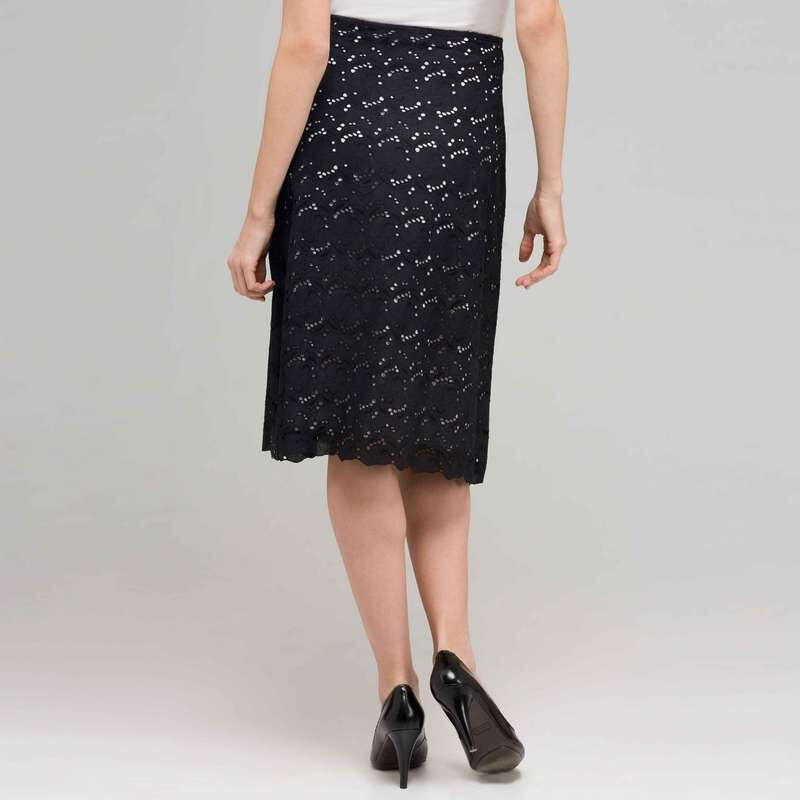 Eyelet Skirt., Black, large