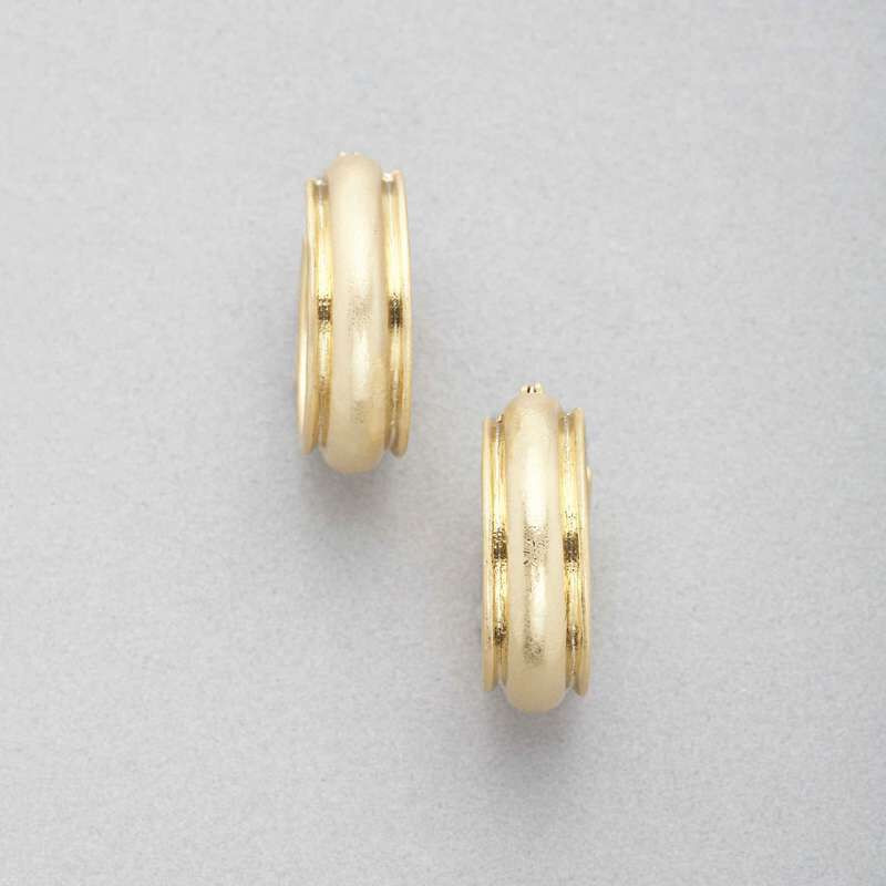 Worn Gold Hoop Earring, Gold, large
