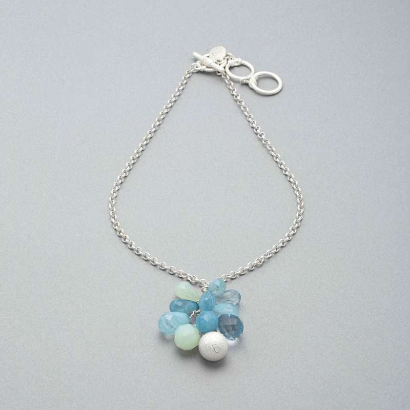 Cluster Drop Necklace, Silver, large