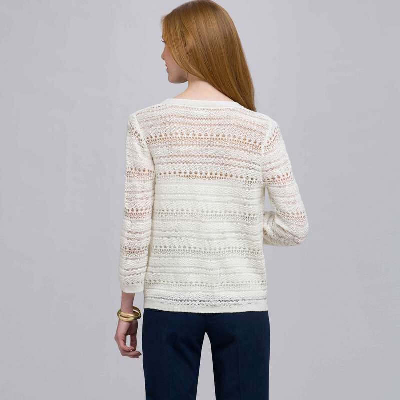 Tie Front Cardigan, Linen White, large